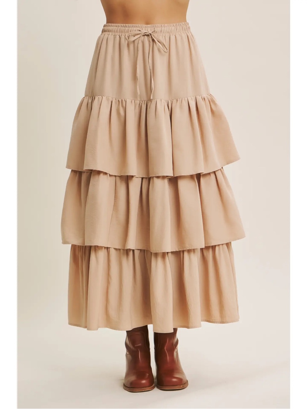 Slow Sunday Tiered Volume Maxi Skirt with Pockets - S - Picture 2 of 4